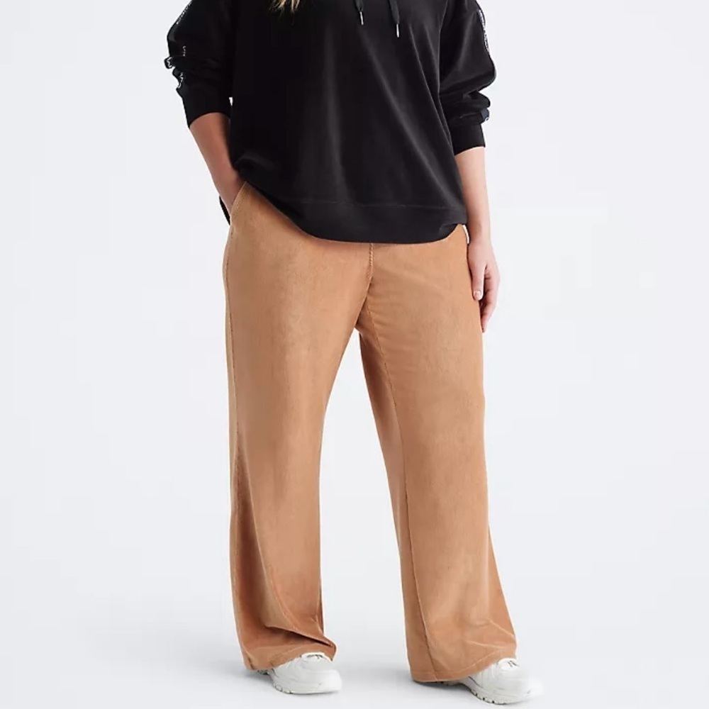 Calvin Klein Performance High Waisted Wide Leg Ribbed Textured Pants Small